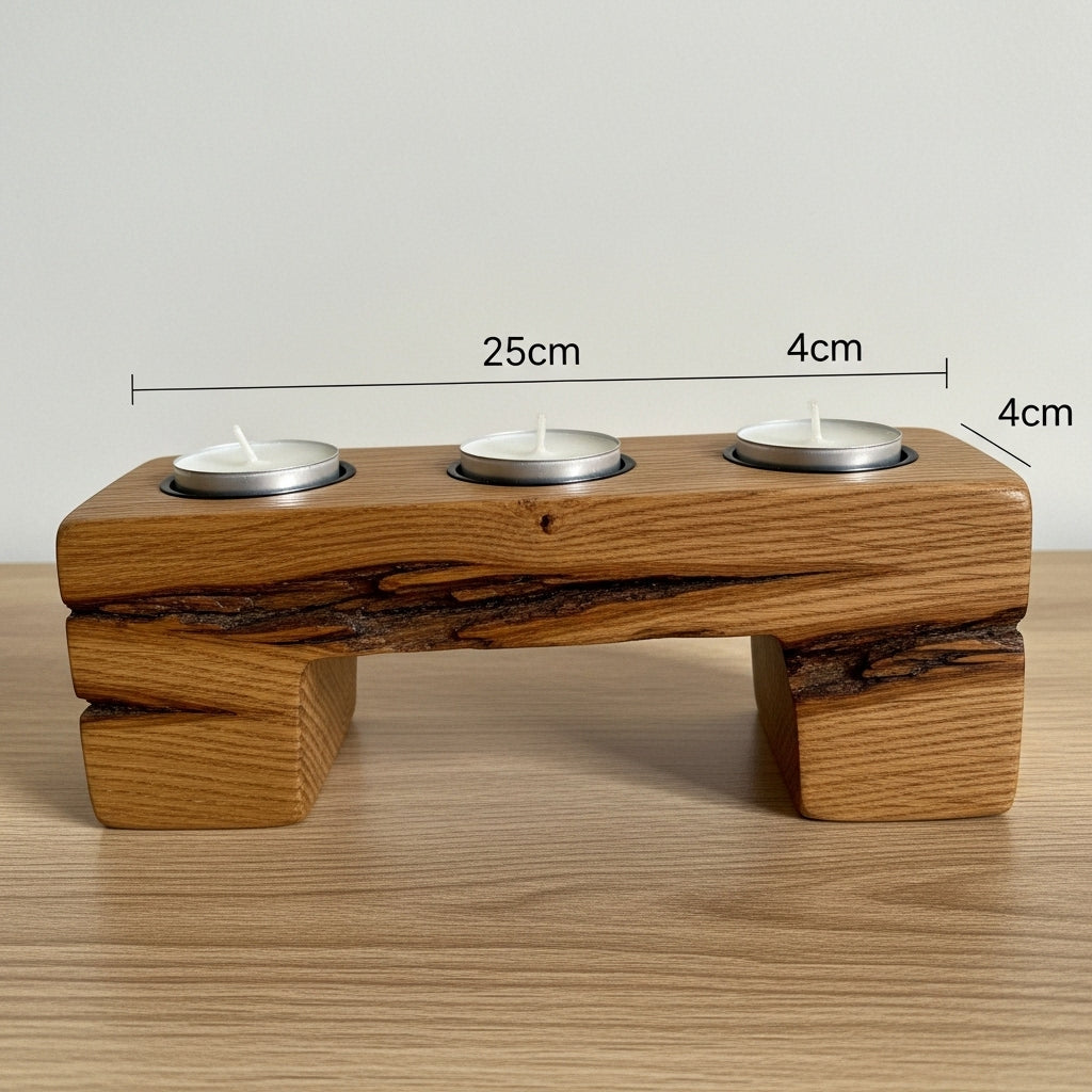 Handmade Wooden Candle Holder – Rustic Natural Wood Tea Light Stand for Home Decor & Relaxation Spaces