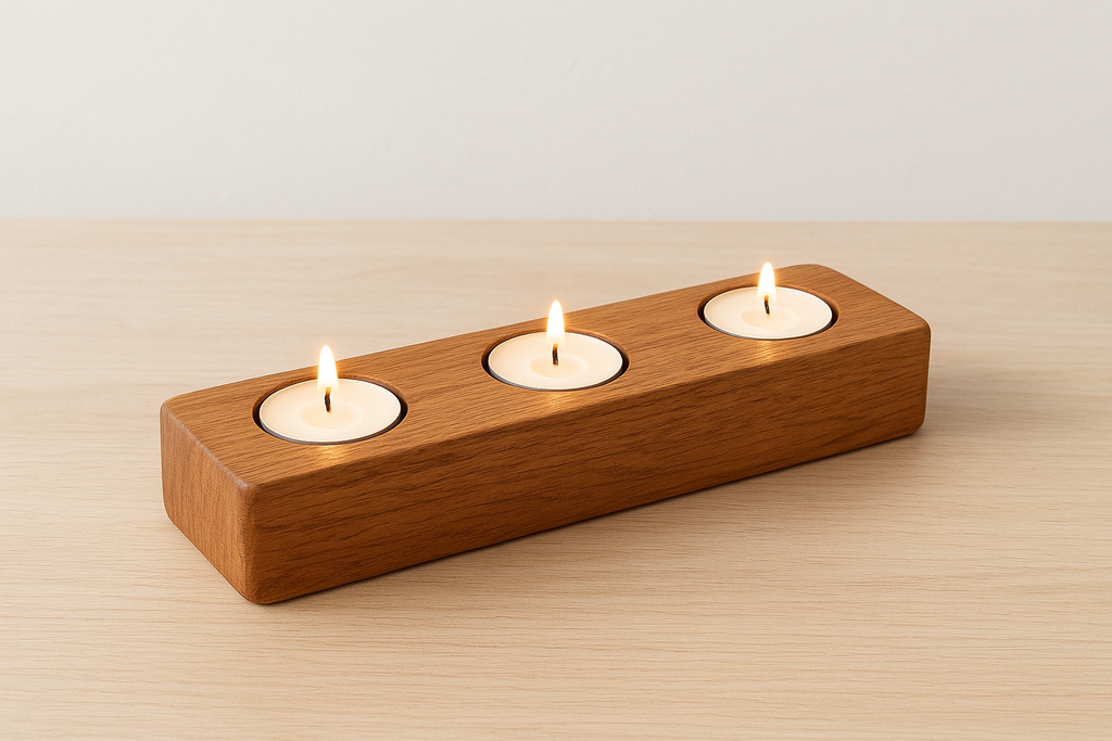 Handmade Wooden Candle Holder – Rustic Natural Wood Tea Light Stand for Home Decor & Relaxation Spaces