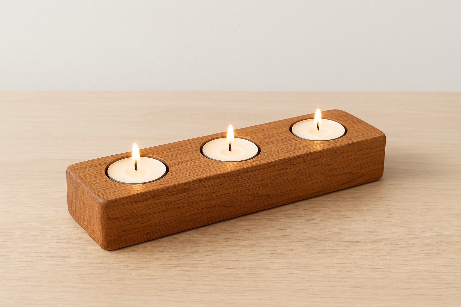 Handmade Wooden Candle Holder – Rustic Natural Wood Tea Light Stand for Home Decor & Relaxation Spaces