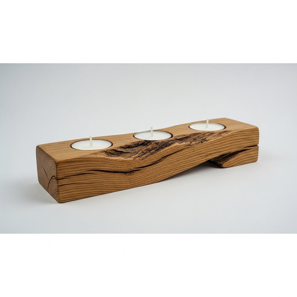 Handmade Wooden Candle Holder – Rustic Natural Wood Tea Light Stand for Home Decor & Relaxation Spaces