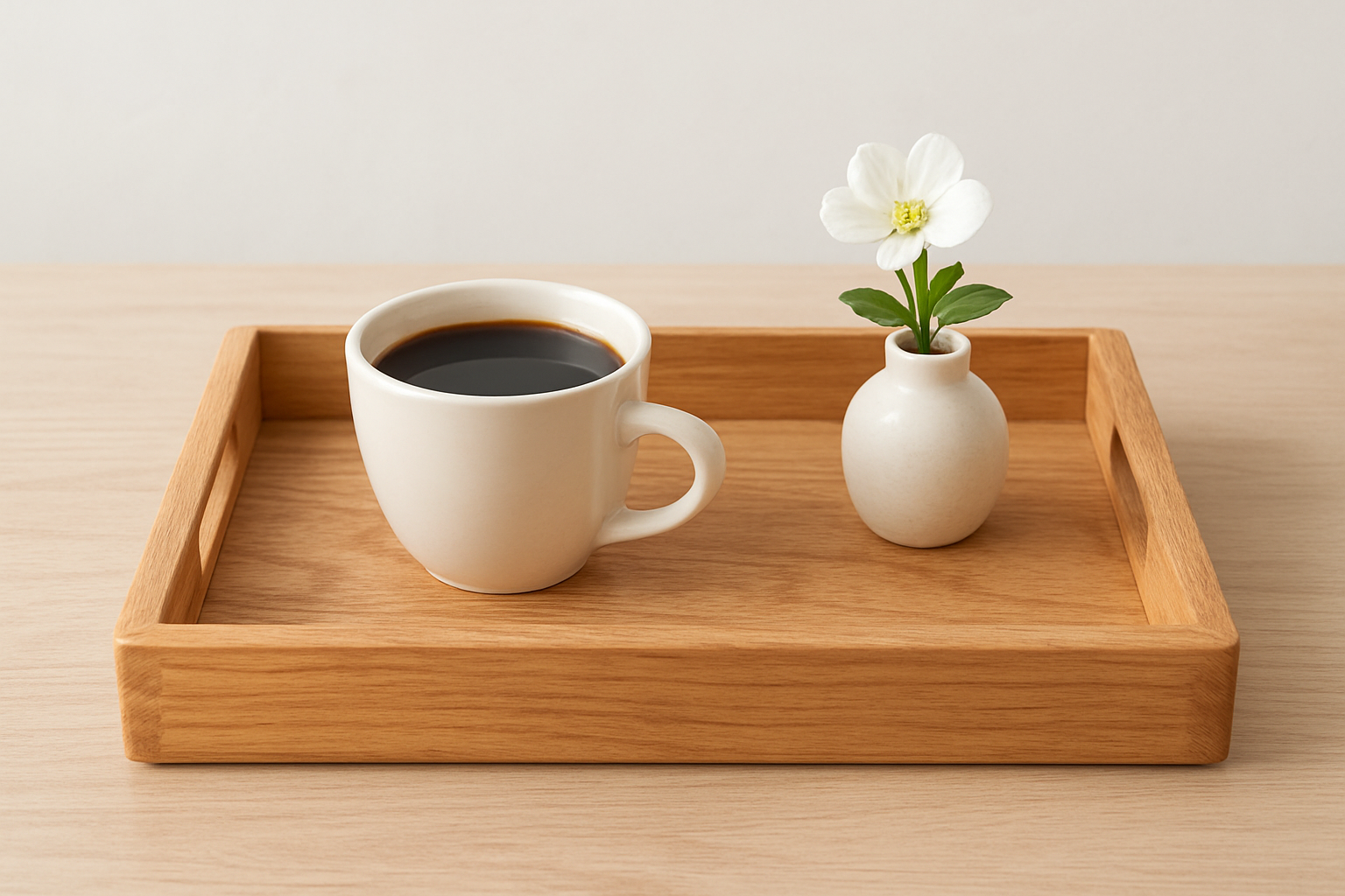 Handmade Wooden Serving Tray – Rustic Natural Breakfast & Coffee Tray with Handles for Kitchen and Home Decor